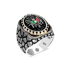 Silver Ottoman Coat of Arms Oval Men's Ring