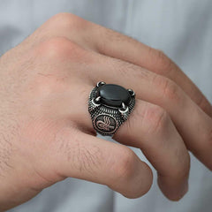 Silver Ottoman Tughra Crest Claw Men's Ring