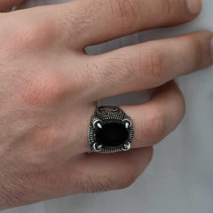 Silver Ottoman Tughra Crest Claw Men's Ring