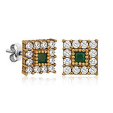Silver Authentic Square Stud Women's Earrings