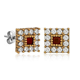 Silver Authentic Square Stud Women's Earrings
