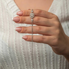 Silver Oval Baguette Stone Women's Bracelet