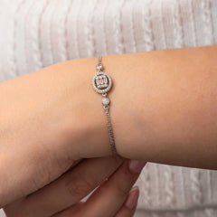 Silver Oval Baguette Stone Women's Bracelet