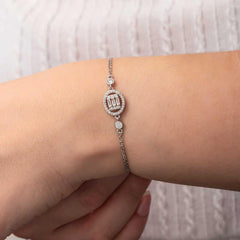 Silver Oval Baguette Stone Women's Bracelet