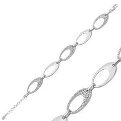 Silver Stone Oval Women's Bracelet