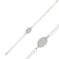 Bracelet femme en argent et pierre blanche ovale