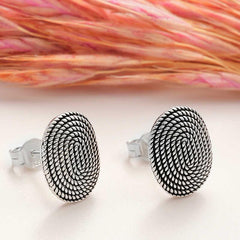 Silver Oval Studded Women's Earrings