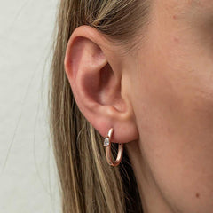 Silver Oval Drop Stone Women's Earrings