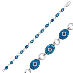 Silver Oval Evil Eye Women's Bracelet
