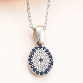 Silver Oval Evil Eye Women's Necklace