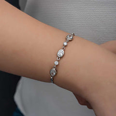 Silver Oval Stone Women's Bracelet