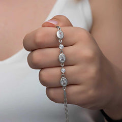 Silver Oval Stone Women's Bracelet