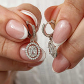 Boucles d'oreilles pendantes en argent avec pierre ovale