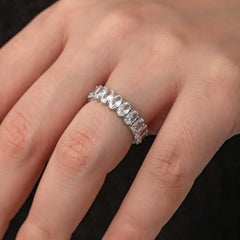 Silver Oval Stone Full Circle Women's Ring