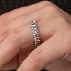 Silver Oval Stone Full Circle Women's Ring