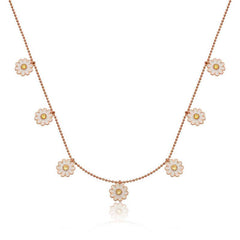 Silver Rose Daisy Lucky Women's Necklace