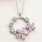 Silver Pink Flower Women's Necklace