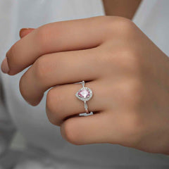 Silver Pink Drop Stone Women's Ring