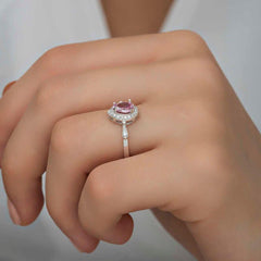 Silver Pink Drop Stone Women's Ring
