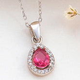 Collier pour femme en argent et pierre de zircon rose