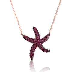 Silver Pink Starfish Women's Necklace