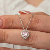 Silver Pink Heart Women's Necklace