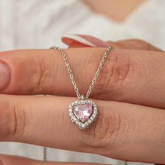 Silver Pink Heart Women's Necklace