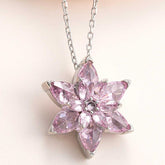 Silver Pink Lotus Flower Necklace