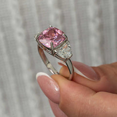 Silver Pink Zircon Stone Women's Ring