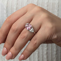 Silver Pink Zircon Stone Women's Ring