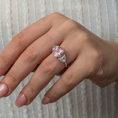 Silver Pink Zircon Stone Women's Ring