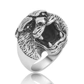 Silver Puma Head Men's Ring
