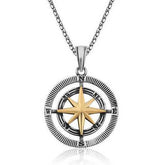 Silver Compass Unisex Necklace