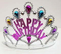 Nessiworld Silver Color Happy Birthday Written Birthday Crown 60 cm