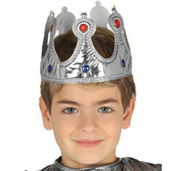 Nessiworld Silver Color Fabric Material Children's King Crown 57 cm