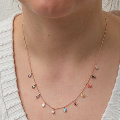 Silver Color Drop Stone Lucky Women's Necklace