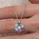 Silver Color Heart Flower Women's Necklace