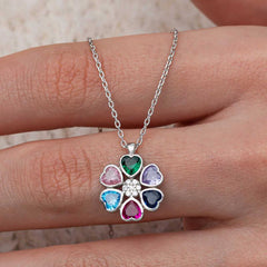 Silver Color Heart Flower Women's Necklace