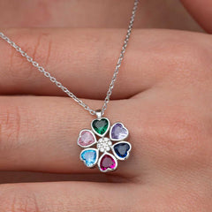 Silver Color Heart Flower Women's Necklace