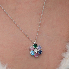 Silver Color Heart Flower Women's Necklace