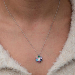 Silver Color Heart Flower Women's Necklace