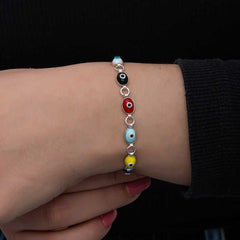 Silver Color Evil Eye Enamel Women's Bracelet