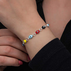 Silver Color Evil Eye Enamel Women's Bracelet