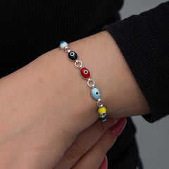 Silver Color Evil Eye Enamel Women's Bracelet