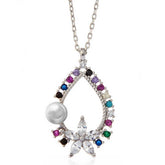 Silver Color Stone Flower Women's Necklace