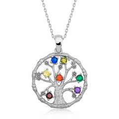 Silver Color Stone Tree of Life Women's Necklace