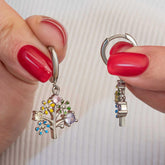Silver Color Stone Tree of Life Women's Earrings