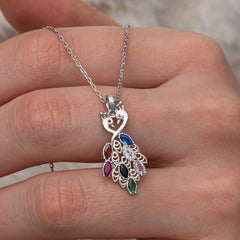 Silver Color Stone Peacock Women's Necklace