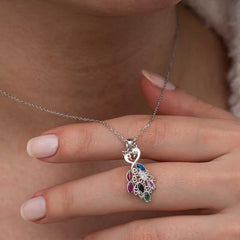 Silver Color Stone Peacock Women's Necklace