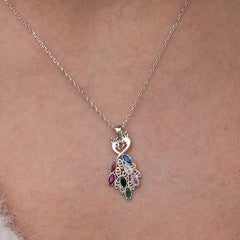 Silver Color Stone Peacock Women's Necklace